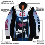 personalized minnesota twins mesh effect navy black bomber jacket best selling