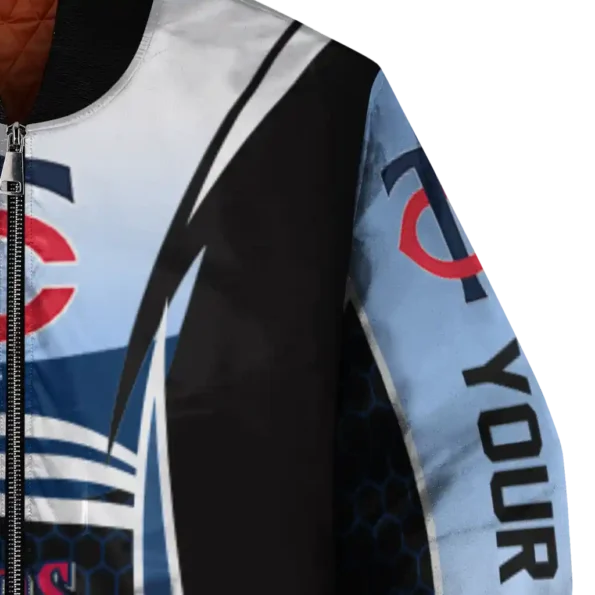 personalized minnesota twins mesh effect navy black bomber jacket premium grade