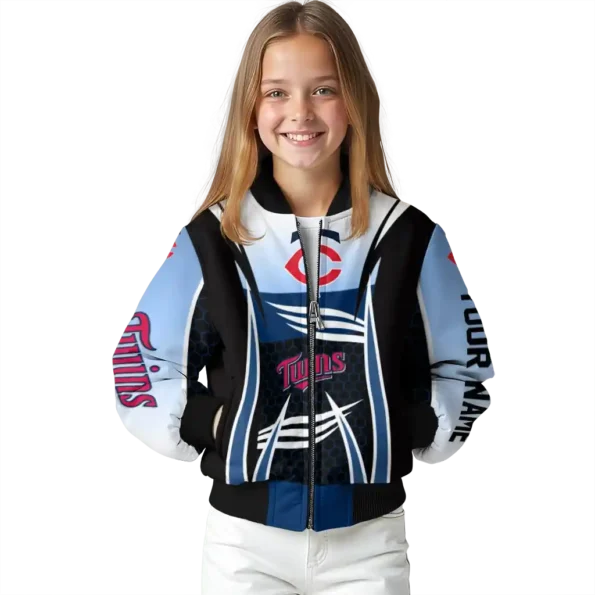 personalized minnesota twins mesh effect navy black bomber jacket top rated