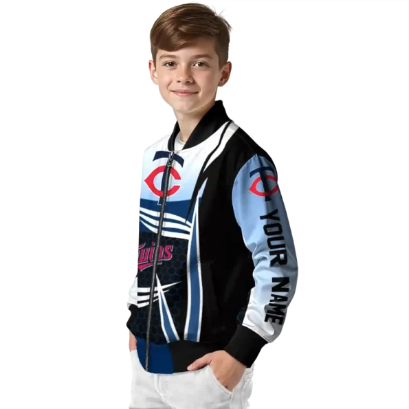 personalized minnesota twins mesh effect navy black bomber jacket trendy