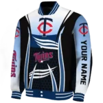 personalized minnesota twins mesh effect navy black varsity jacket best selling