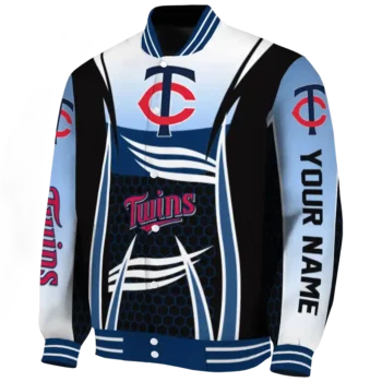 personalized minnesota twins mesh effect navy black varsity jacket best selling