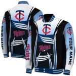 personalized minnesota twins mesh effect navy black varsity jacket best selling