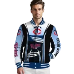 personalized minnesota twins mesh effect navy black varsity jacket best selling