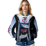 personalized minnesota twins mesh effect navy black varsity jacket best selling