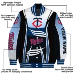 personalized minnesota twins mesh effect navy black varsity jacket best selling