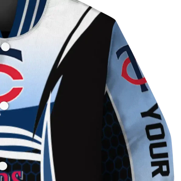 personalized minnesota twins mesh effect navy black varsity jacket premium grade