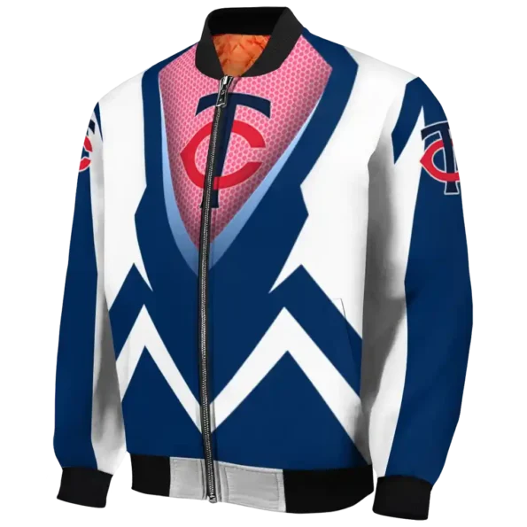 personalized minnesota twins v stripes navy white bomber jacket best selling