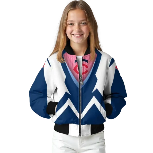 personalized minnesota twins v stripes navy white bomber jacket top rated