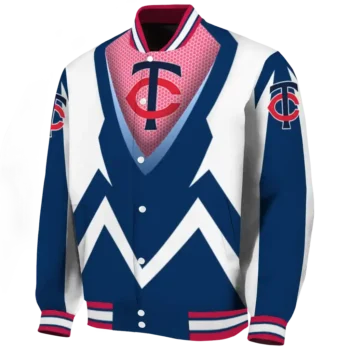 personalized minnesota twins v stripes navy white varsity jacket best selling