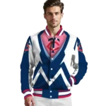 personalized minnesota twins v stripes navy white varsity jacket best selling