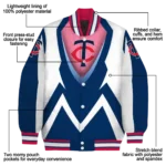 personalized minnesota twins v stripes navy white varsity jacket best selling