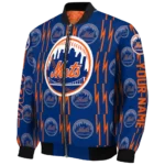 personalized new york mets bolt stripe blue bomber jacket best selling