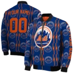 personalized new york mets bolt stripe blue bomber jacket best selling