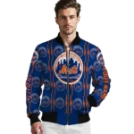 personalized new york mets bolt stripe blue bomber jacket best selling