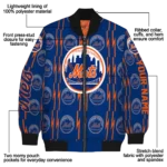 personalized new york mets bolt stripe blue bomber jacket best selling