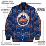 personalized new york mets bolt stripe blue varsity jacket best selling