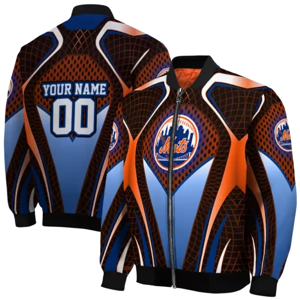 personalized new york mets mesh chest black bomber jacket fashion forward