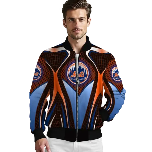 personalized new york mets mesh chest black bomber jacket high quality