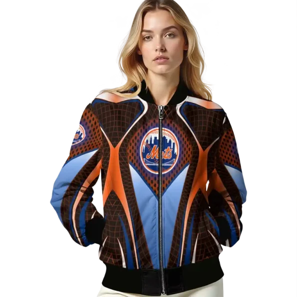 personalized new york mets mesh chest black bomber jacket latest model