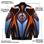 personalized new york mets mesh chest black bomber jacket best selling
