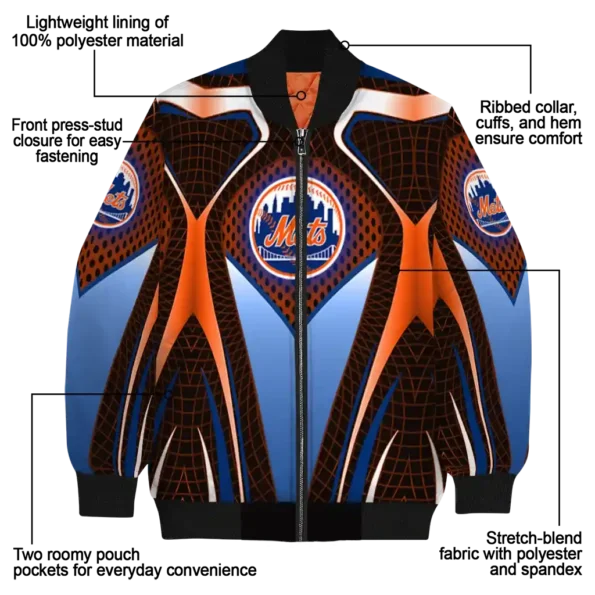 personalized new york mets mesh chest black bomber jacket new arrival