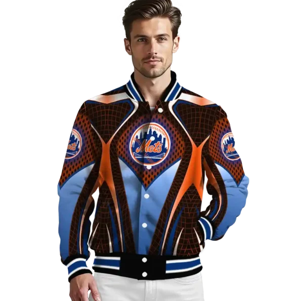 personalized new york mets mesh chest black varsity jacket high quality