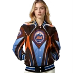 personalized new york mets mesh chest black varsity jacket best selling
