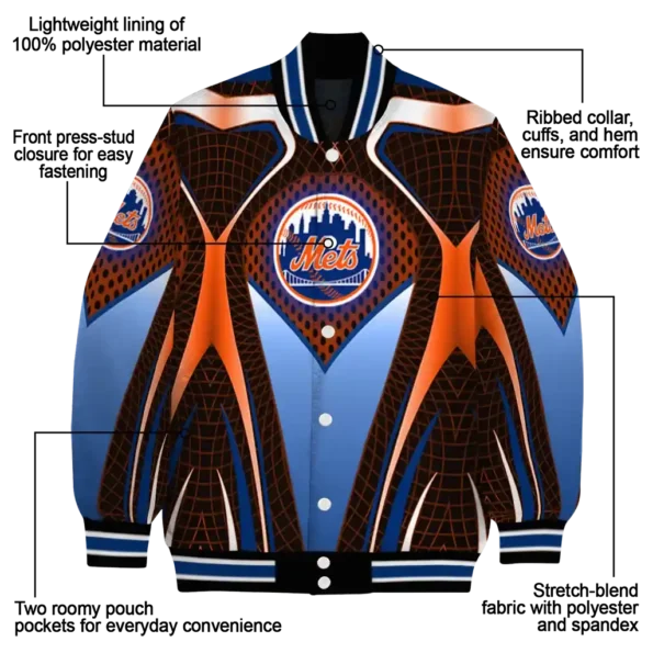 personalized new york mets mesh chest black varsity jacket new arrival