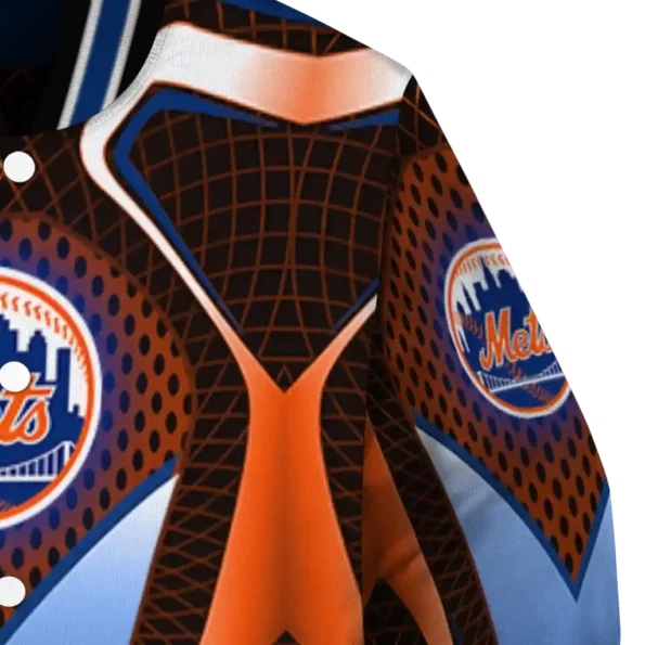 personalized new york mets mesh chest black varsity jacket premium grade