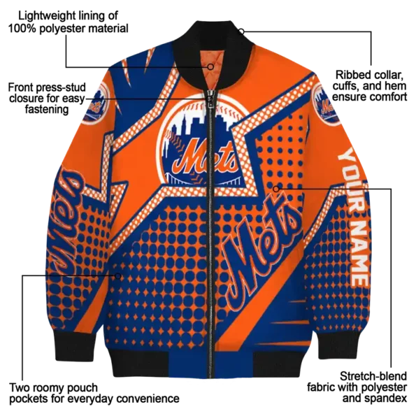 personalized new york mets star burst blue bomber jacket new arrival