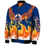 personalized new york mets winged blaze blue white bomber jacket best selling