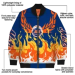 personalized new york mets winged blaze blue white bomber jacket best selling