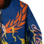 personalized new york mets winged blaze blue white bomber jacket best selling