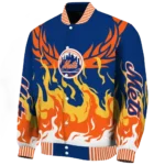 personalized new york mets winged blaze blue white varsity jacket best selling