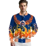 personalized new york mets winged blaze blue white varsity jacket best selling