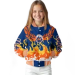 personalized new york mets winged blaze blue white varsity jacket best selling