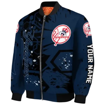 personalized new york yankees hexagon cluster navy black bomber jacket best selling