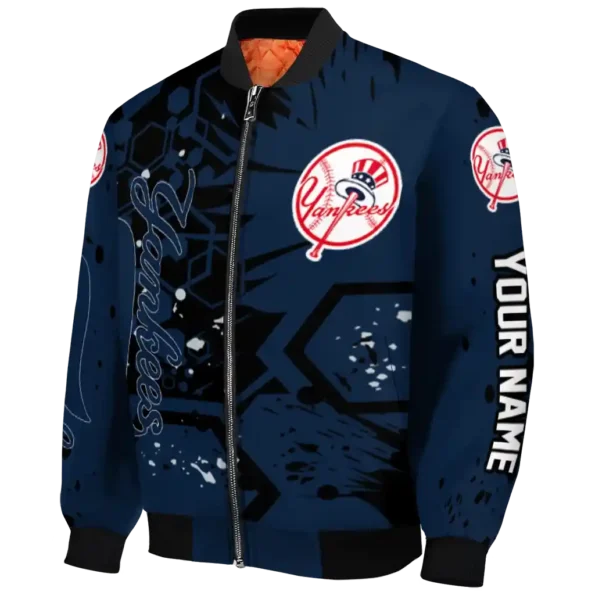 personalized new york yankees hexagon cluster navy black bomber jacket best selling