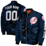 personalized new york yankees hexagon cluster navy black bomber jacket best selling
