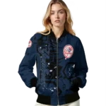 personalized new york yankees hexagon cluster navy black bomber jacket best selling