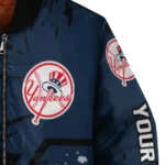 personalized new york yankees hexagon cluster navy black bomber jacket best selling