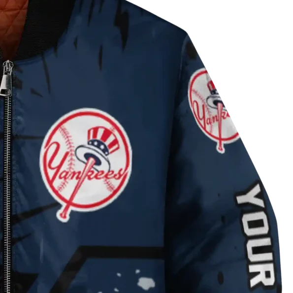 personalized new york yankees hexagon cluster navy black bomber jacket premium grade