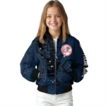 personalized new york yankees hexagon cluster navy black bomber jacket best selling