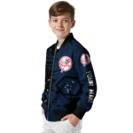 personalized new york yankees hexagon cluster navy black bomber jacket best selling