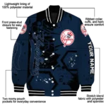 personalized new york yankees hexagon cluster navy black varsity jacket best selling