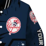 personalized new york yankees hexagon cluster navy black varsity jacket best selling