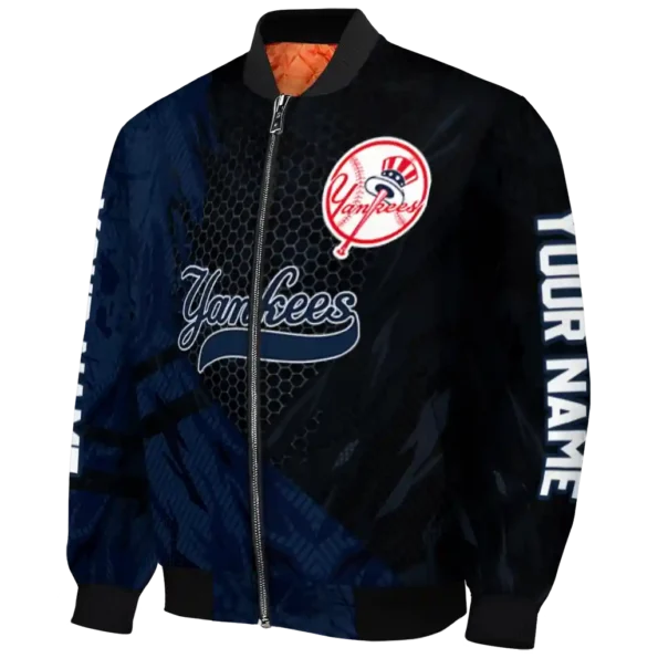 personalized new york yankees hexagon mesh navy black bomber jacket best selling