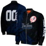 personalized new york yankees hexagon mesh navy black bomber jacket best selling