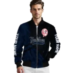 personalized new york yankees hexagon mesh navy black bomber jacket best selling